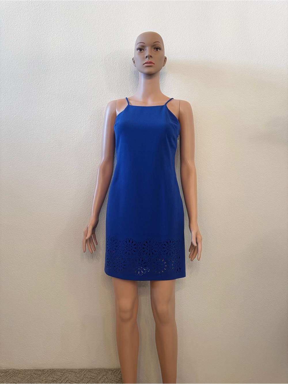 New Banana Republic Royal Blue Spaghetti-Strap Mini Dress with Laser-Cut Hem